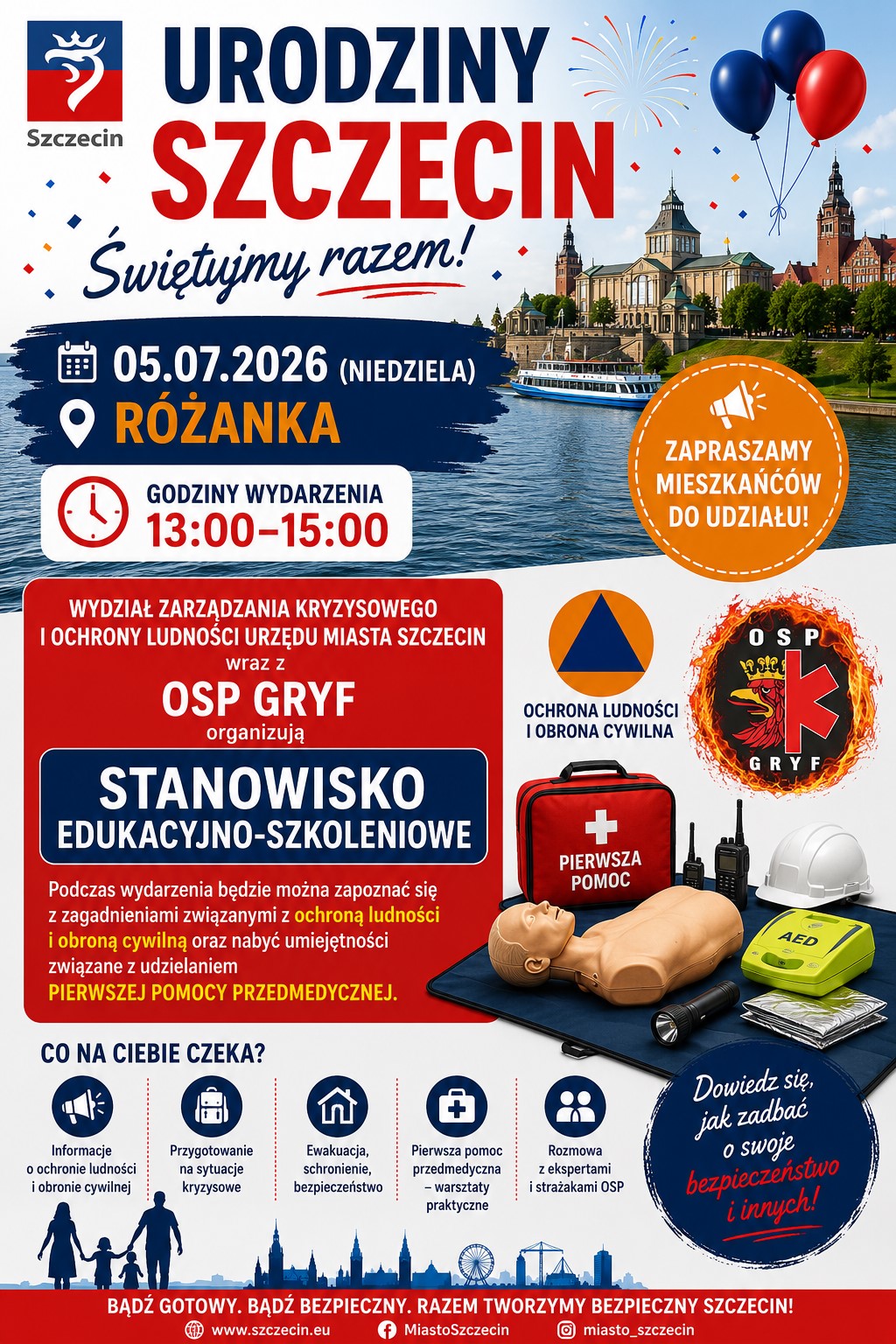 plakat dotyczący wydarzenia Urodziny Szczecina