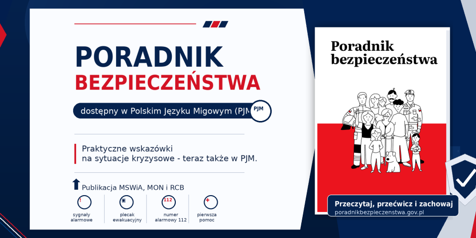 slider informujący o dostępności Poradnika Bezpieczeństwa w języku migowym